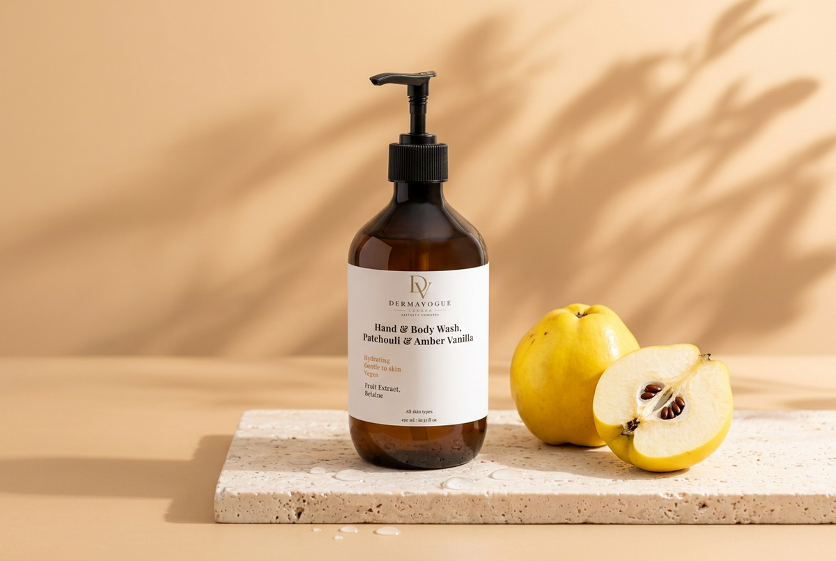 Hand & Body Wash, vedere din față pe fundal șampanie