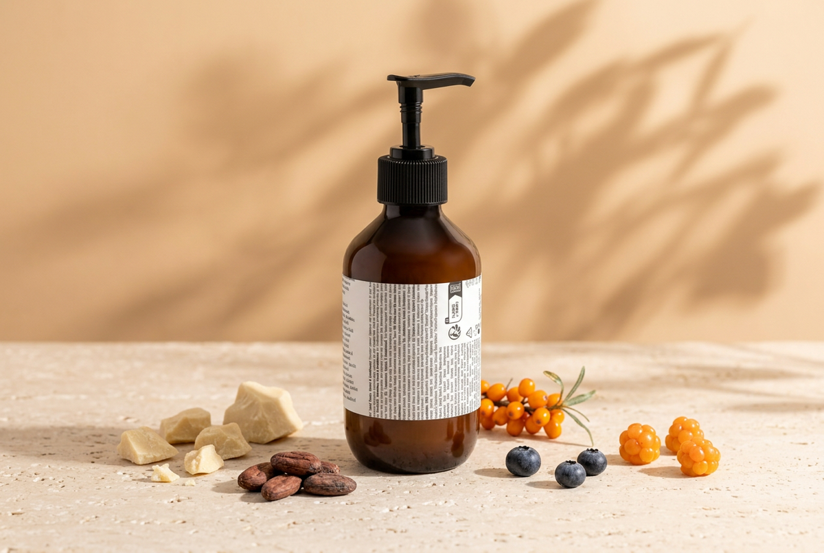 Silk Skin Hand Cream, vedere din spate pe fundal șampanie